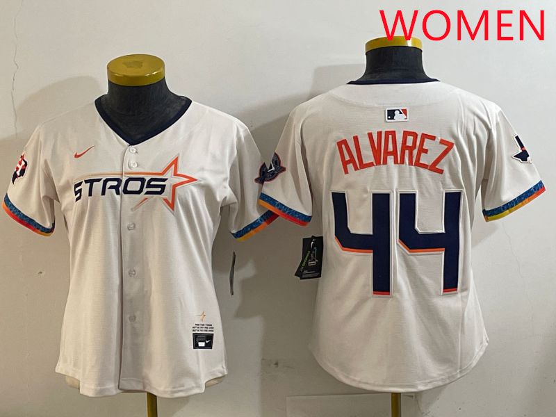 Women Houston Astros 44 Alvarez Cream Fourth generation Joint Name Nike 2025 MLB Jersey style 1